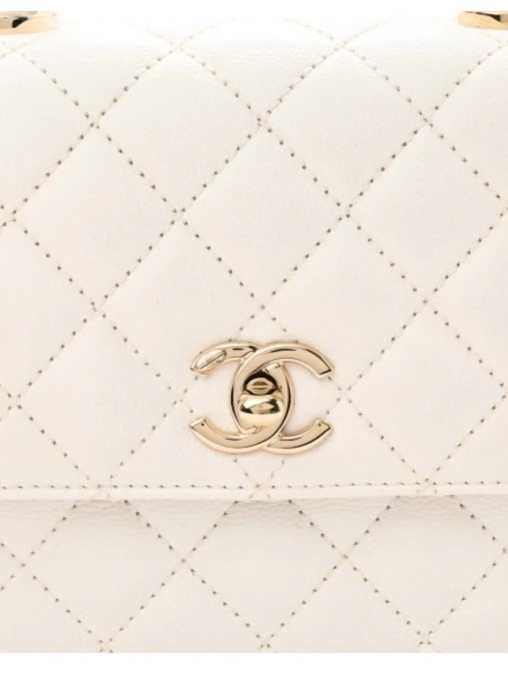 CHANEL White Quilted Mini Top-Handle Bag
